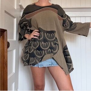 Kinu Abstract Cotton Oversized Shirt